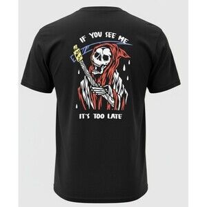 Cactus Skull Graphic Tee Mens Large Black Grim Reaper Streetwear